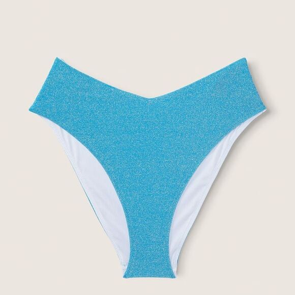 Victoria SecretPINK Shimmer High-Waist Cheeky Bikini Bottom Bright Marine SP Nwt - Picture 4 of 9